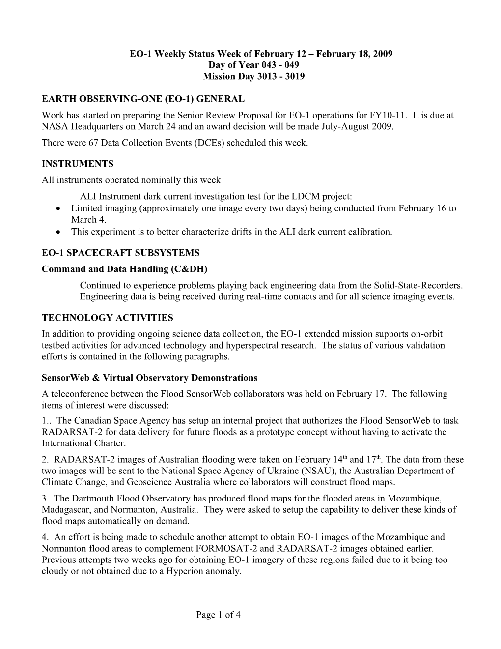 EO-1 Status Week of Jan 20-26, 2001 s4