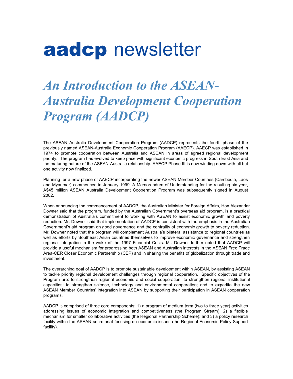 An Introduction to the ASEAN-Australia Development Cooperation Program (AADCP)