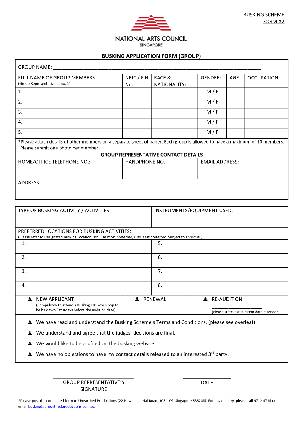 Busking Application Form (Group)