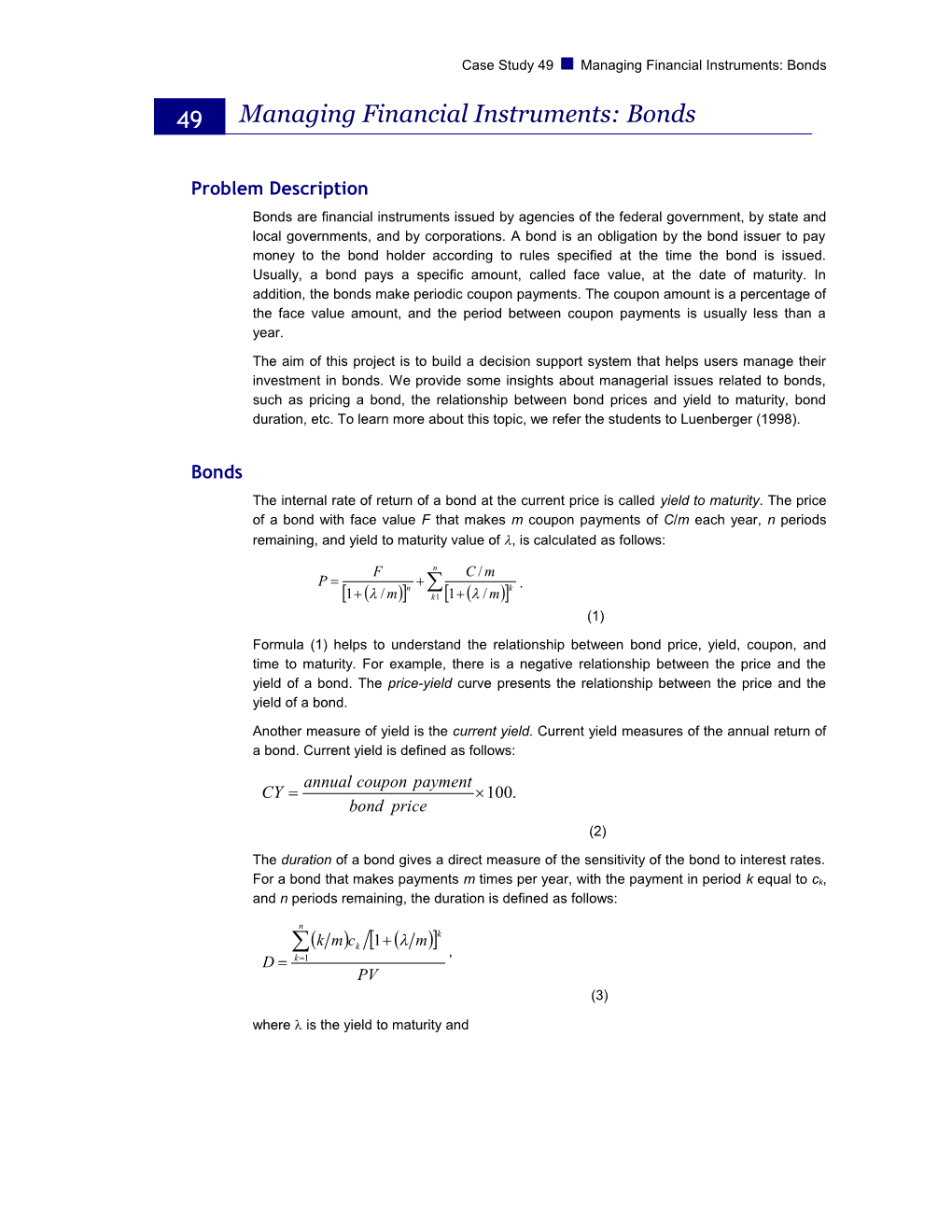 Managing Financial Instruments: Bonds