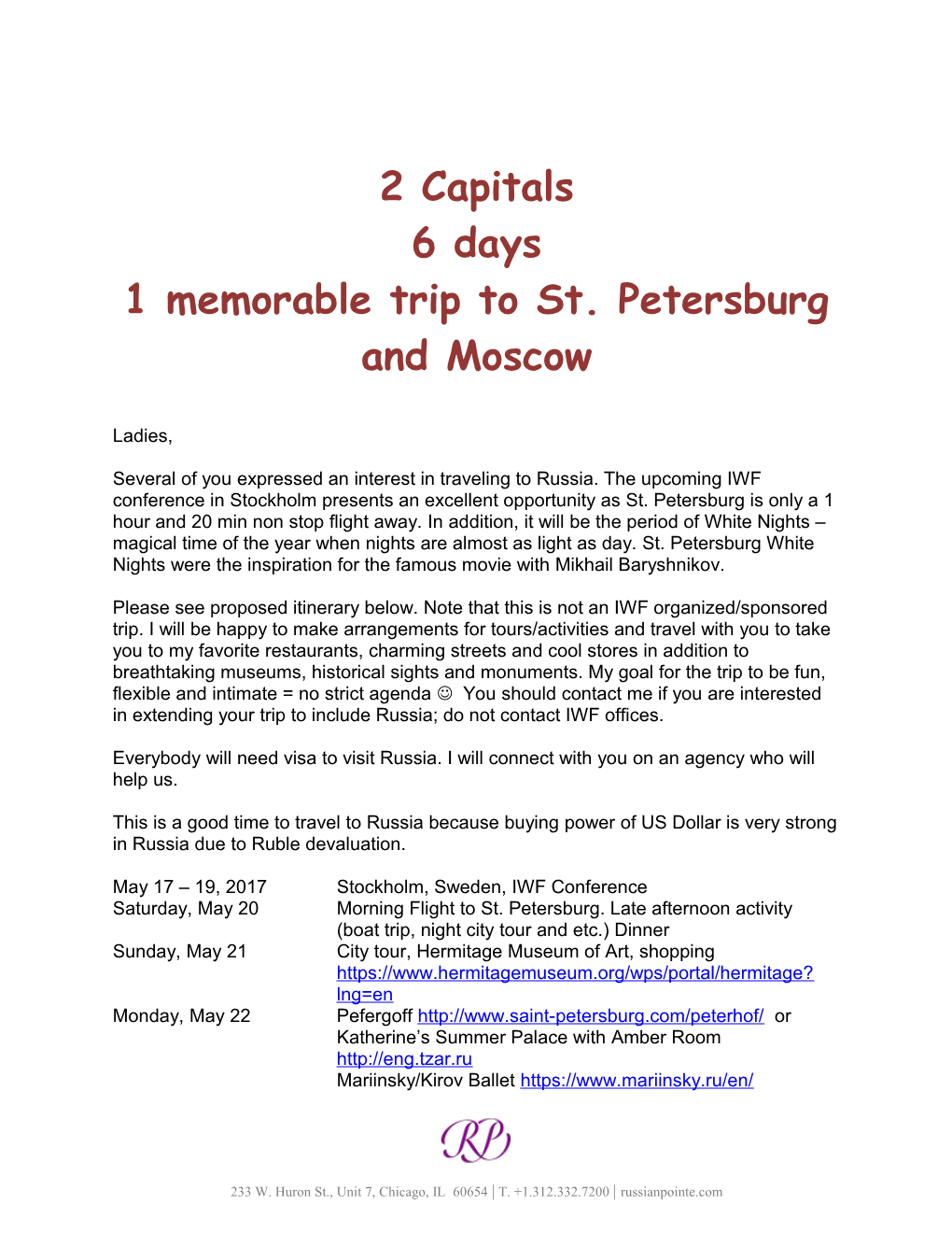 1 Memorable Trip to St. Petersburg and Moscow