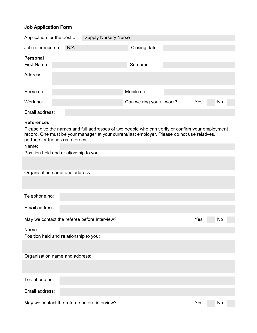Job Application Form s10