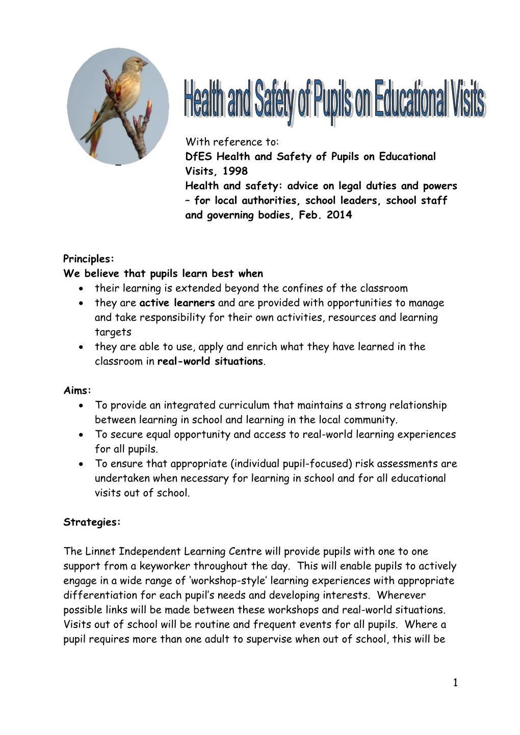 Dfes Health and Safety of Pupils on Educational Visits, 1998