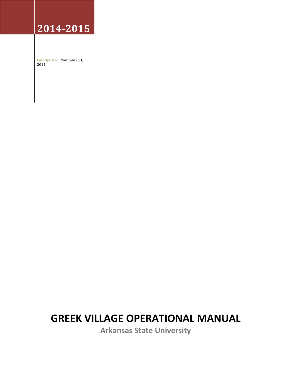 Greek VILLAGE Operational Manual