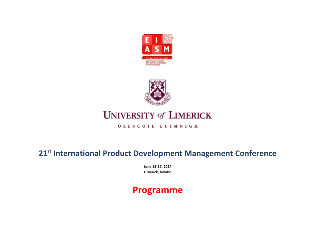 21St International Product Development Management Conference