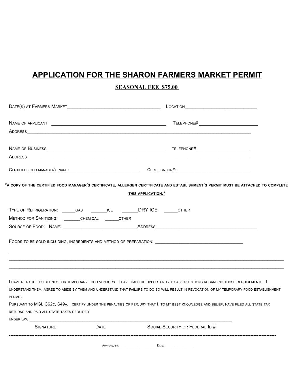 Application for a Temporary Food Service Permit