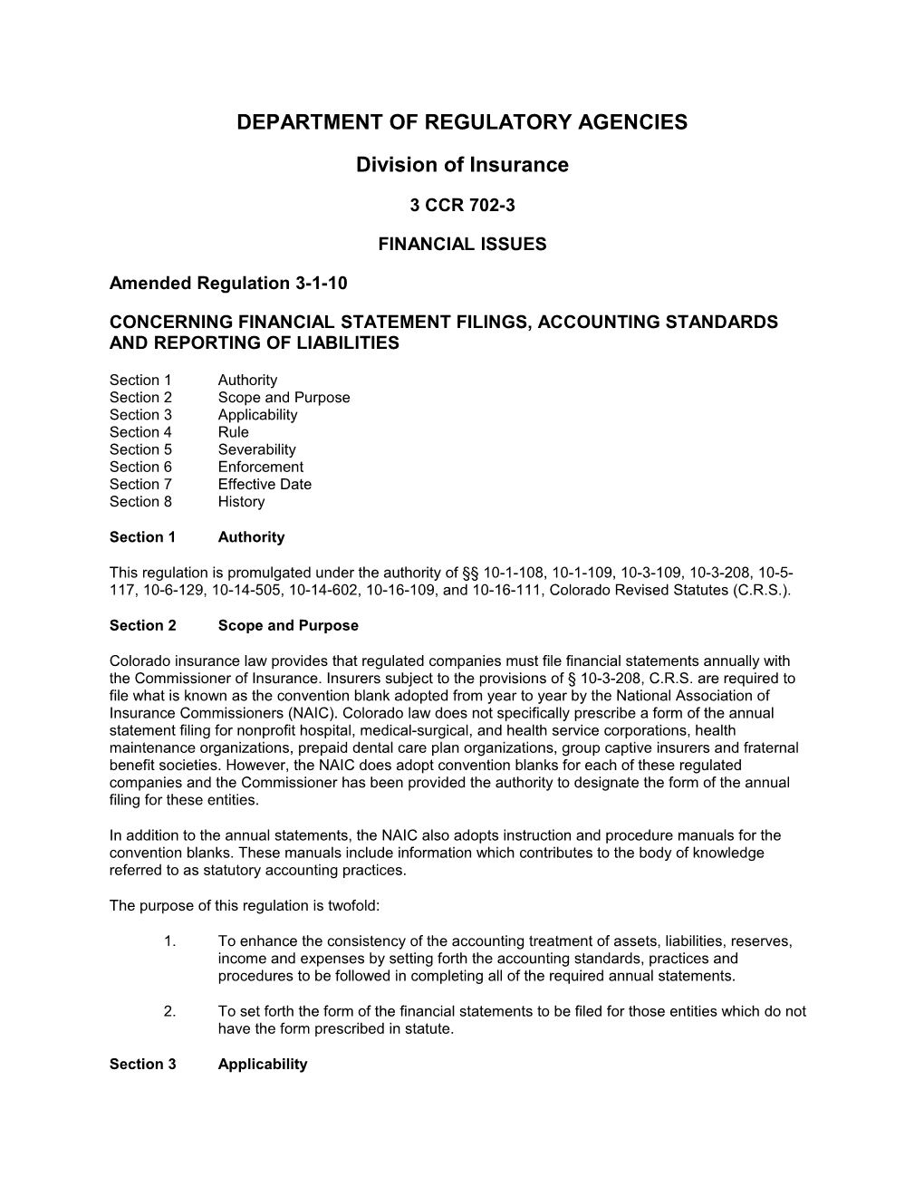 Proposed Amended Regulation 3-1-10