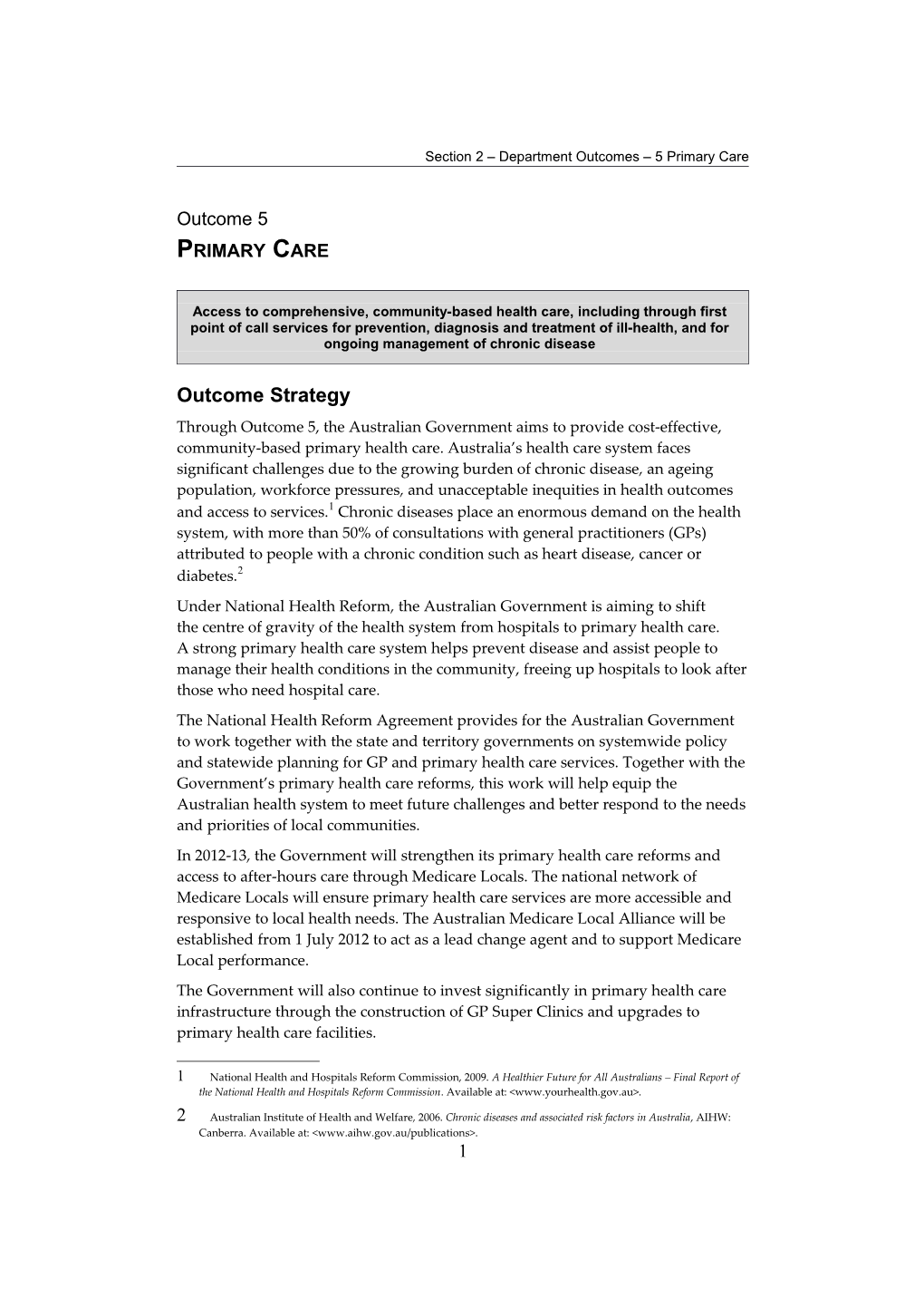 Section2 Department Outcomes 5Primary Care