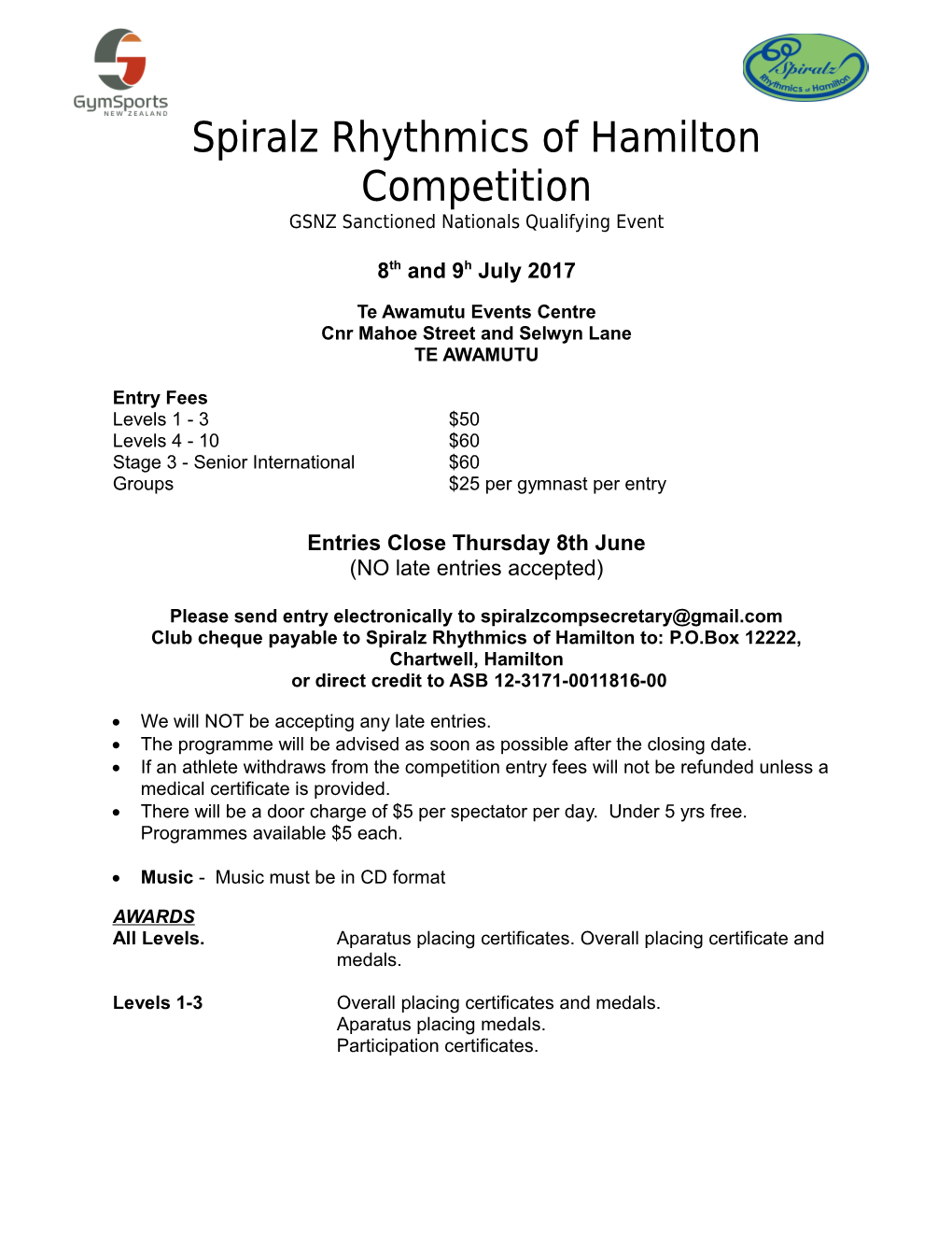 Spiralz Rhythmics of Hamilton Competition