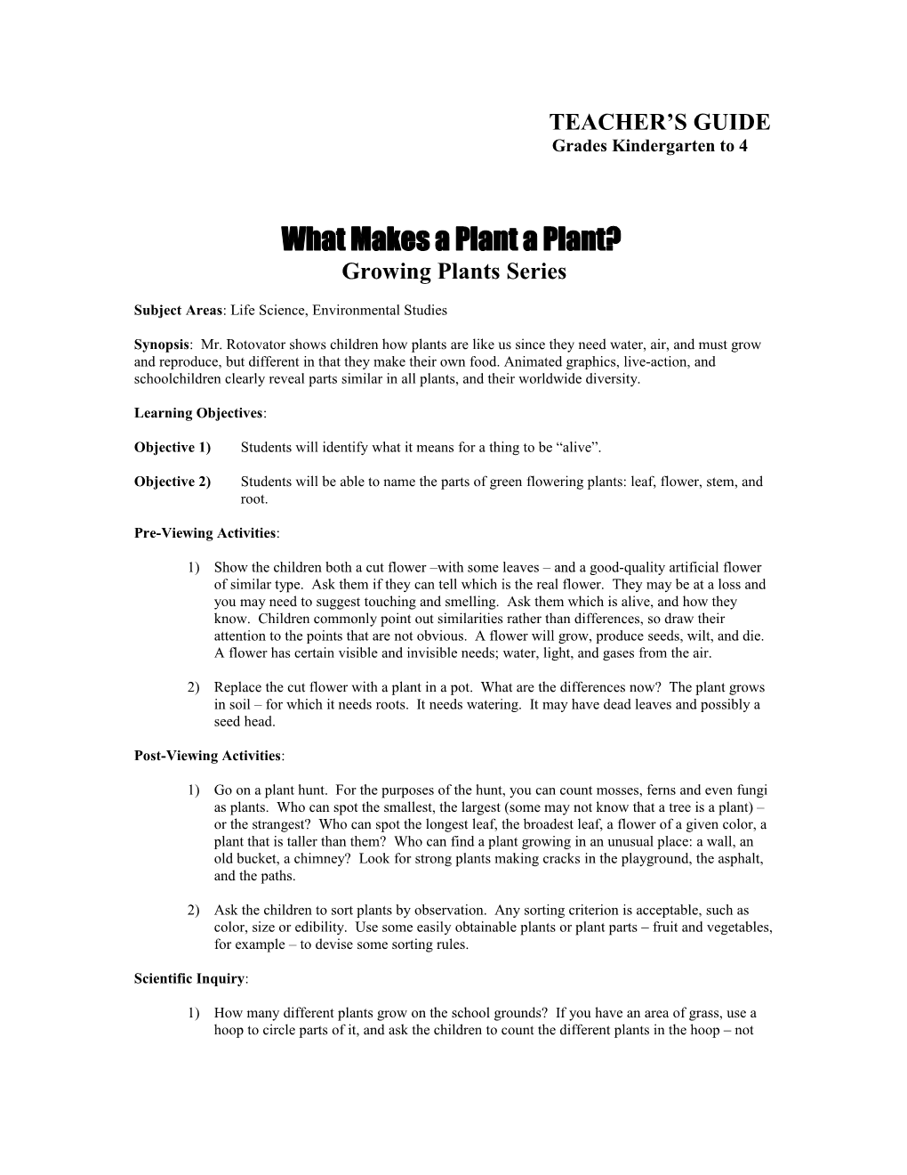 What Makes a Plant a Plant?