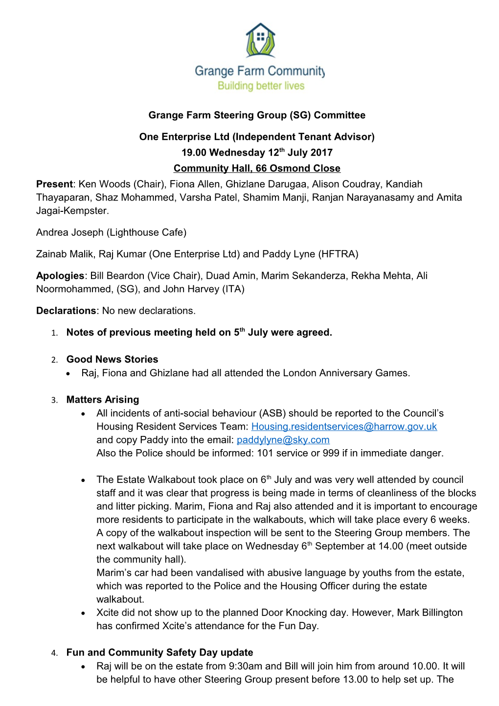 Grange Farm Steering Group (SG) Committee s1