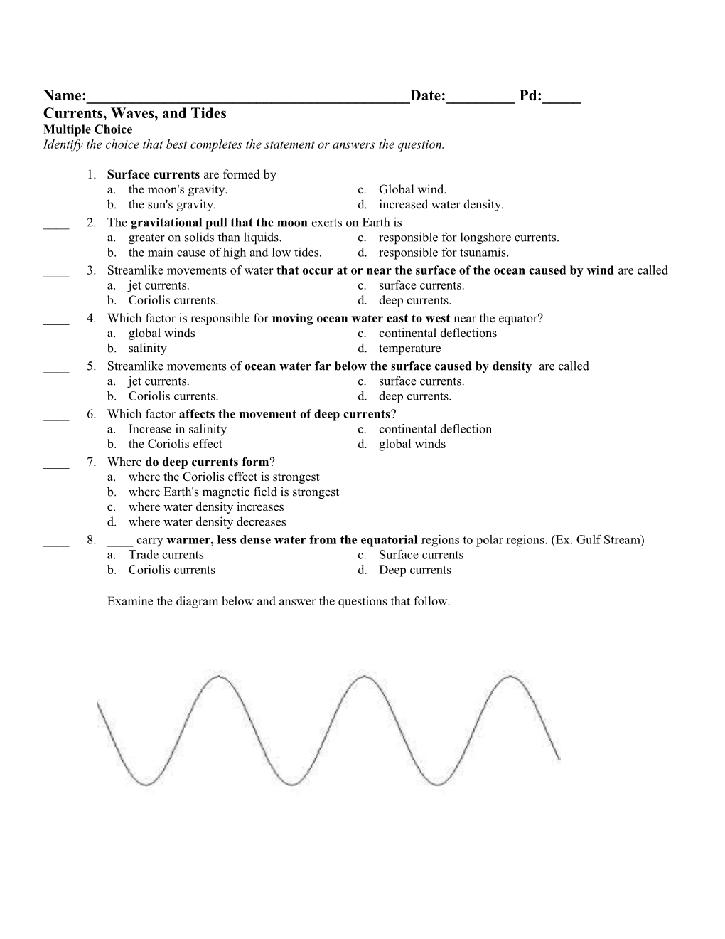 Currents, Waves, and Tides