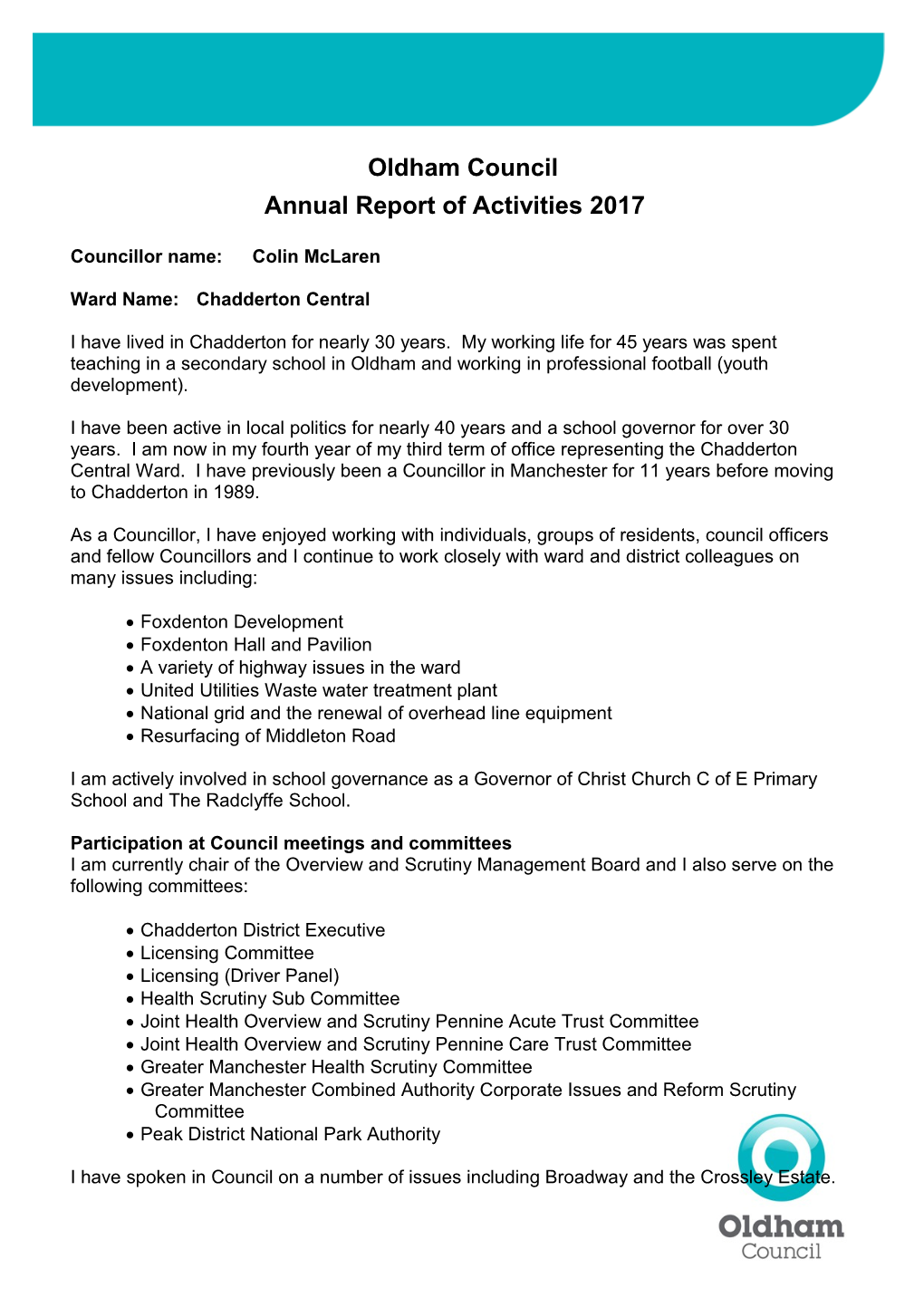 Cllr Report Template