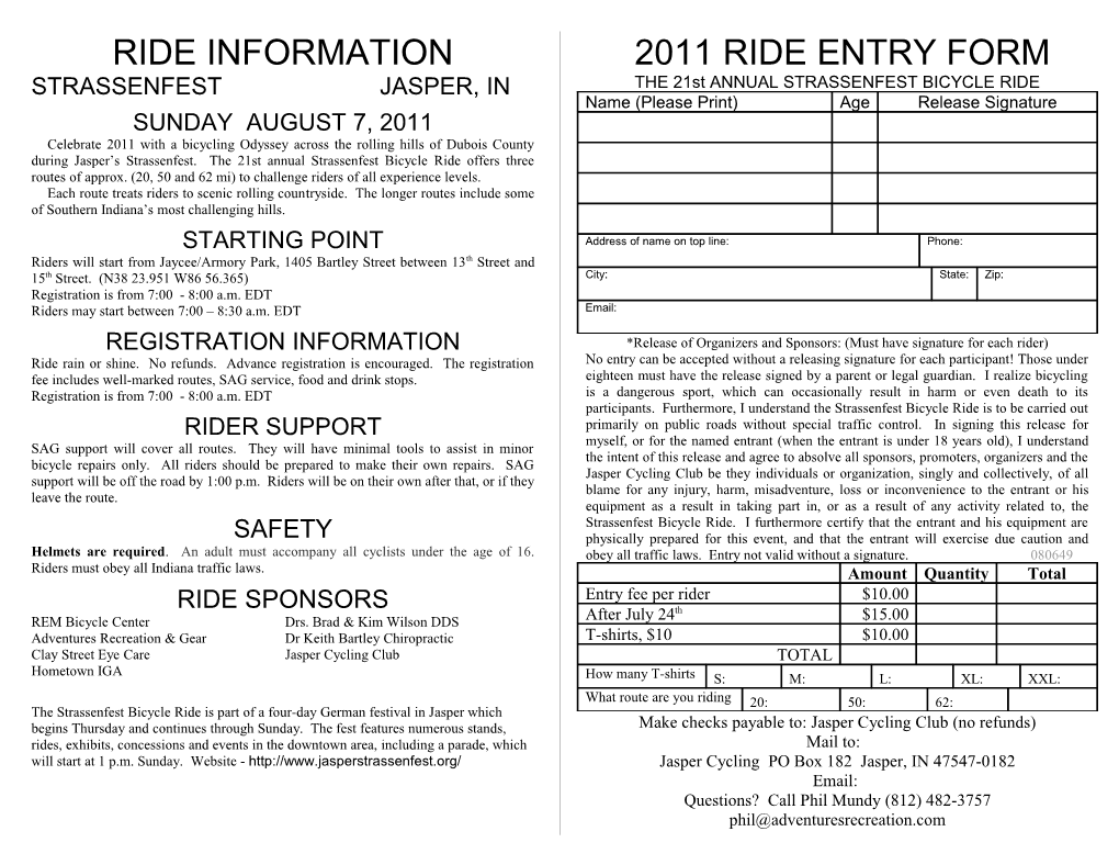 Ride Information