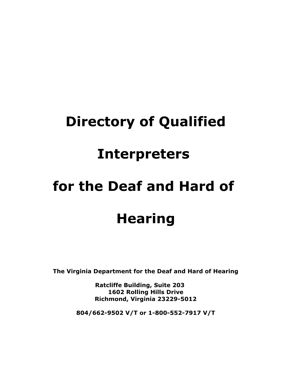 Interpreter Directory Preface