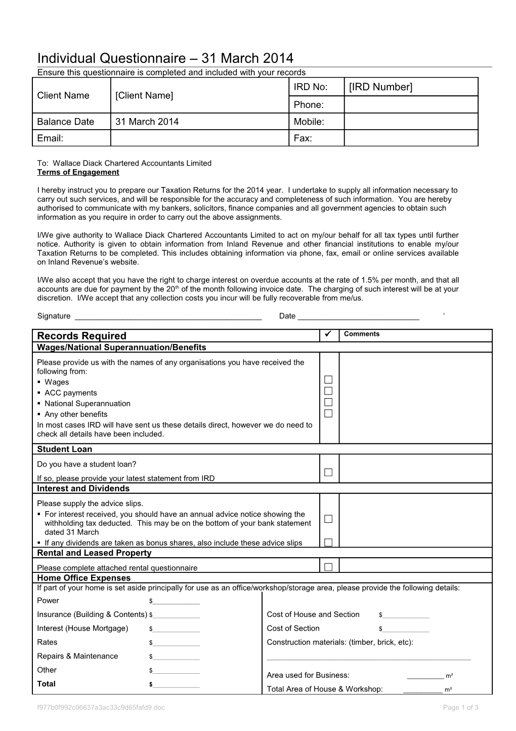 Client Questionnaire Individual s1
