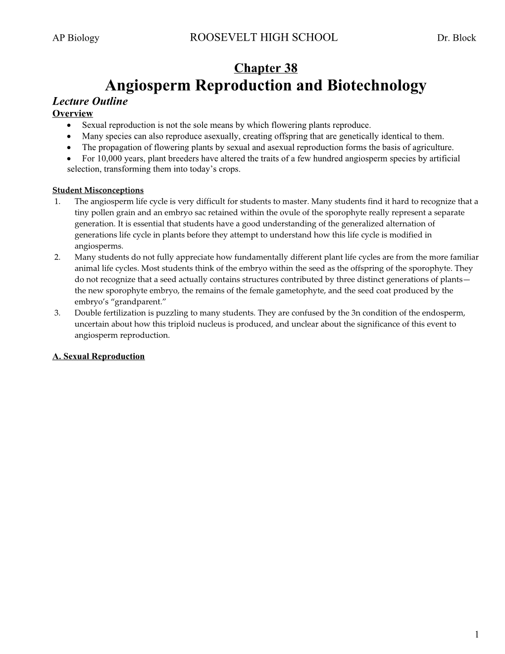 Angiosperm Reproduction and Biotechnology