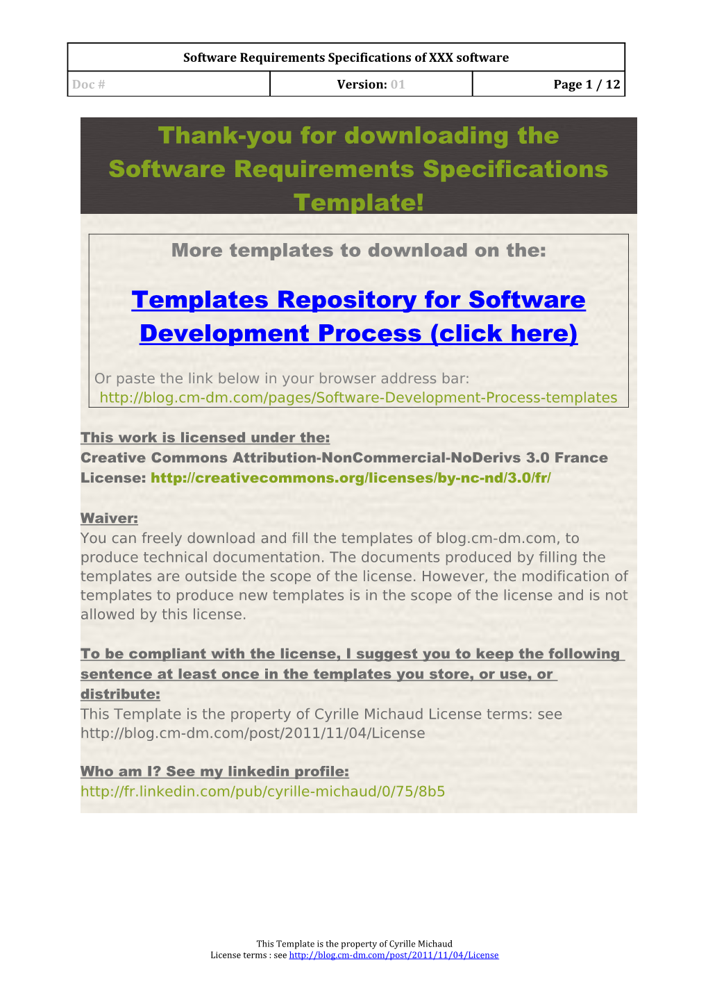 Software Requirements Specifications Template