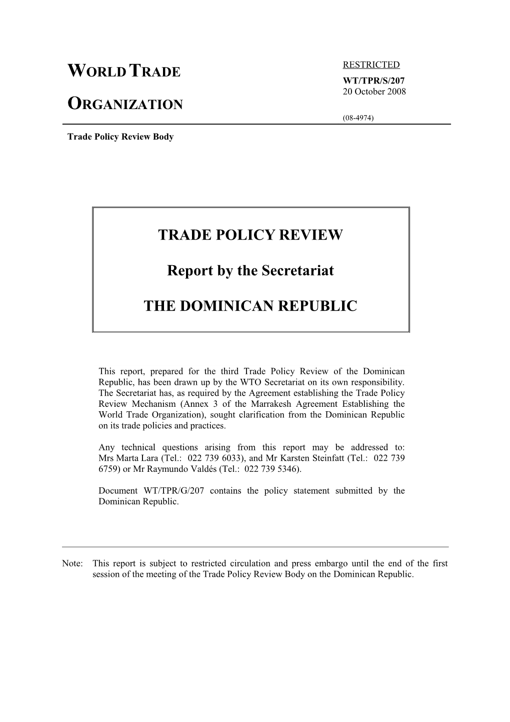 (2) Trade Policy and Investment Framework Viii