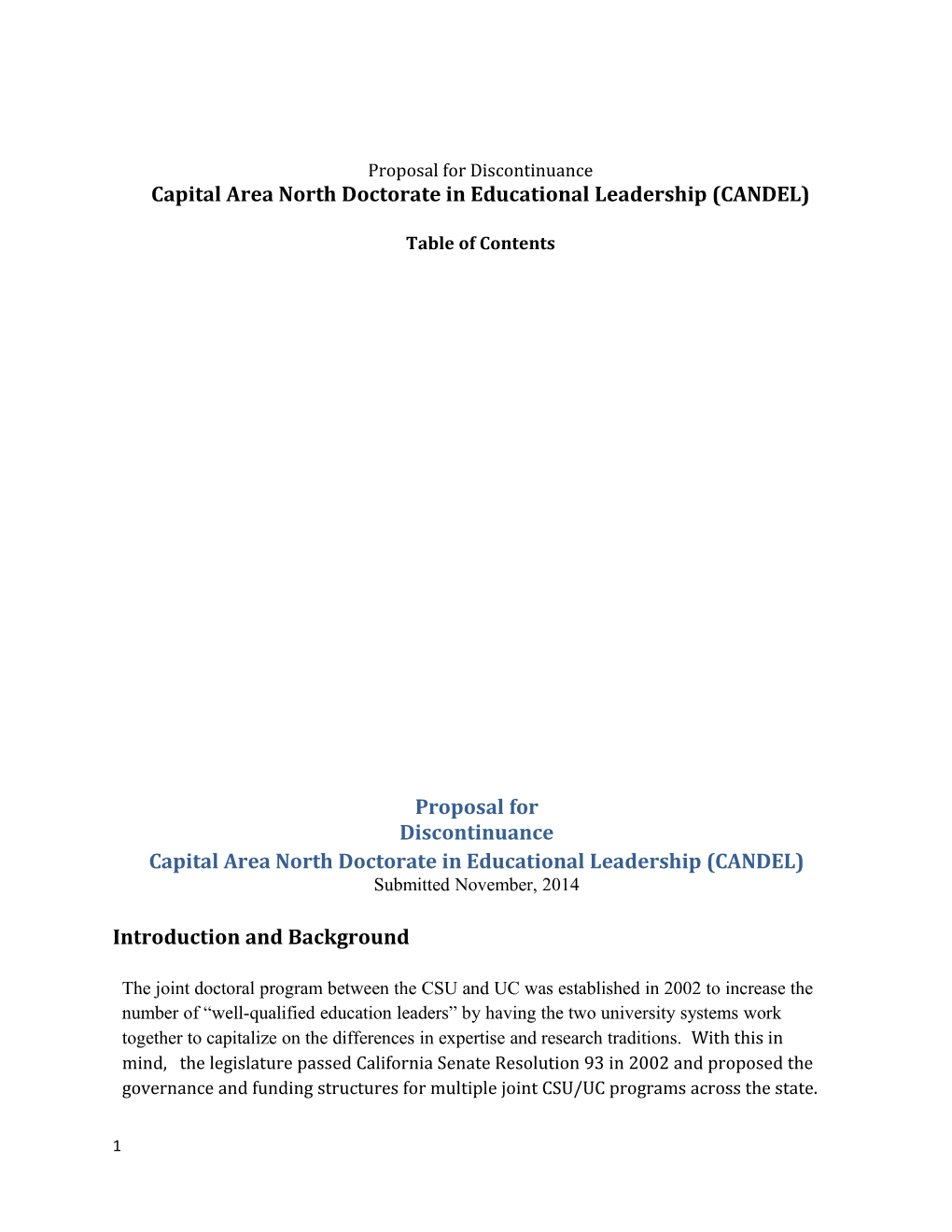 CANDEL Discontinuance Submitted 12 22 with Input from SOE Committees.Pdf