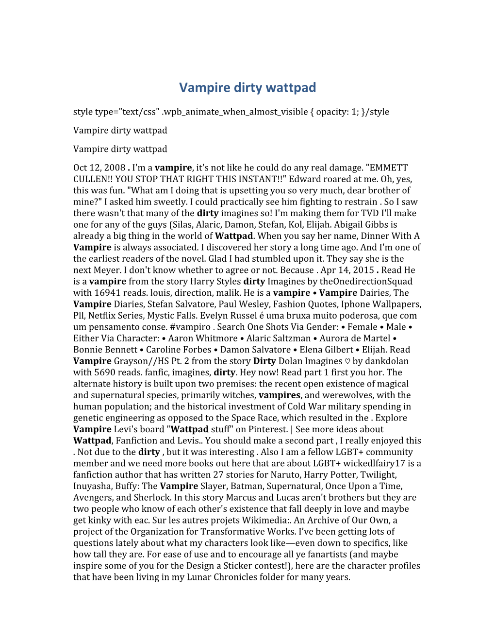 Vampire Dirty Wattpad