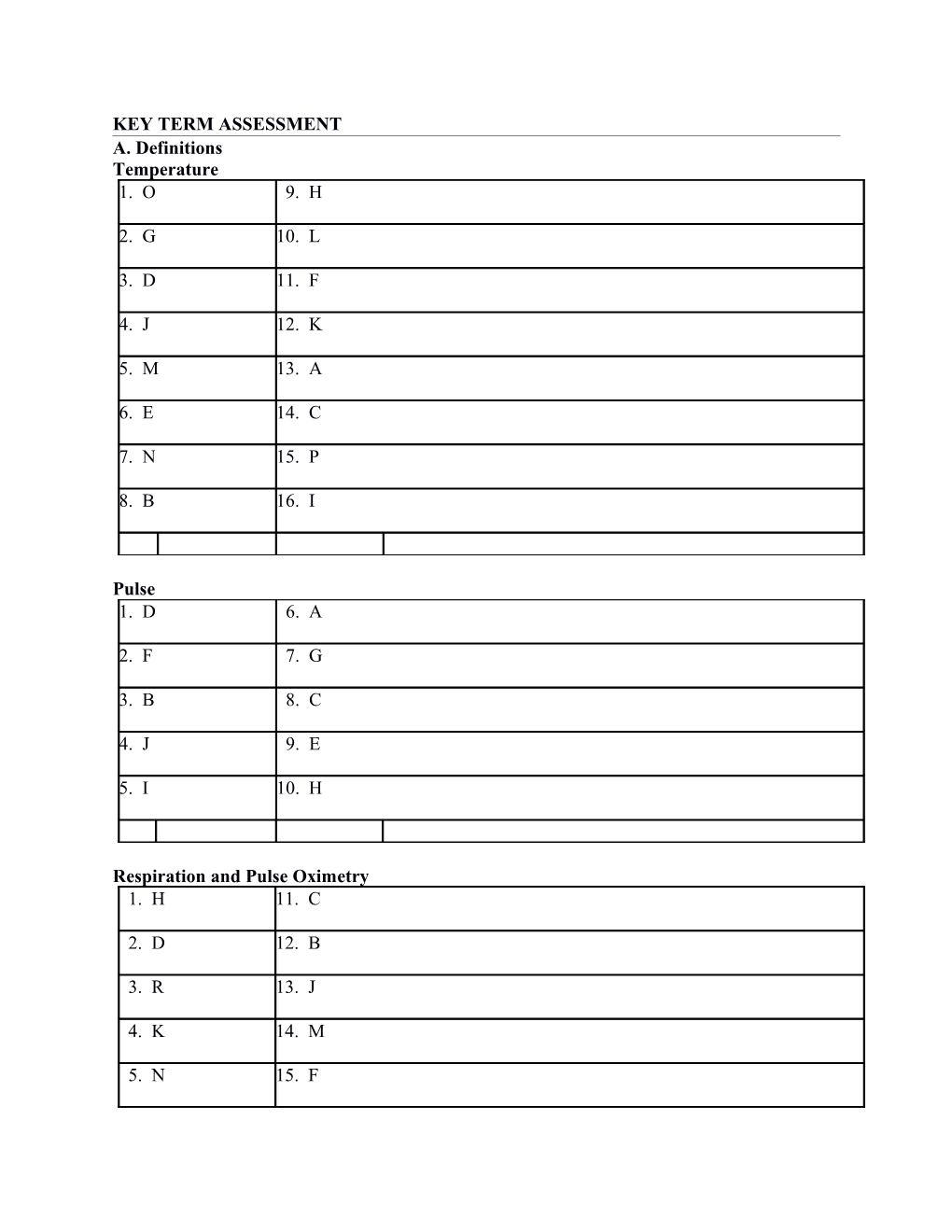 Key Term Assessment