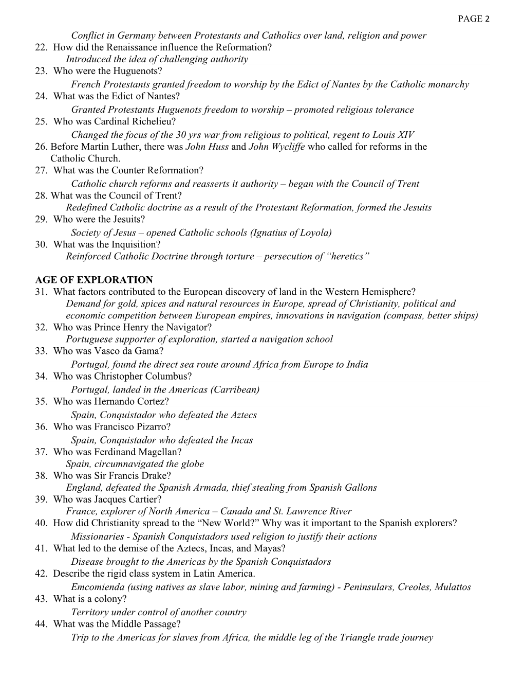 SOL Review Packet (World History and Geography II)