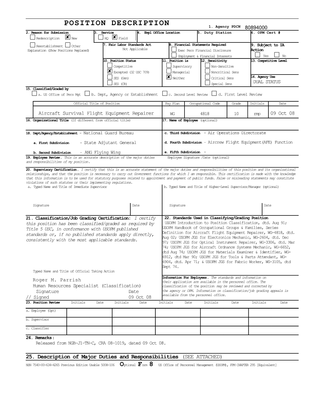 This Position Is Located in the Aircrew Flight Equipment Function, Air Operations Division