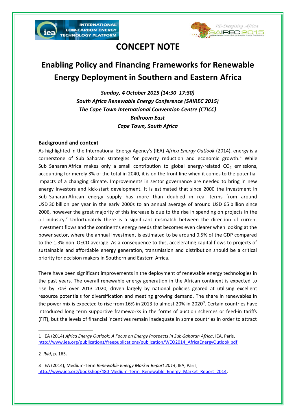 Southafrica Renewable Energy Conference (SAIREC2015)