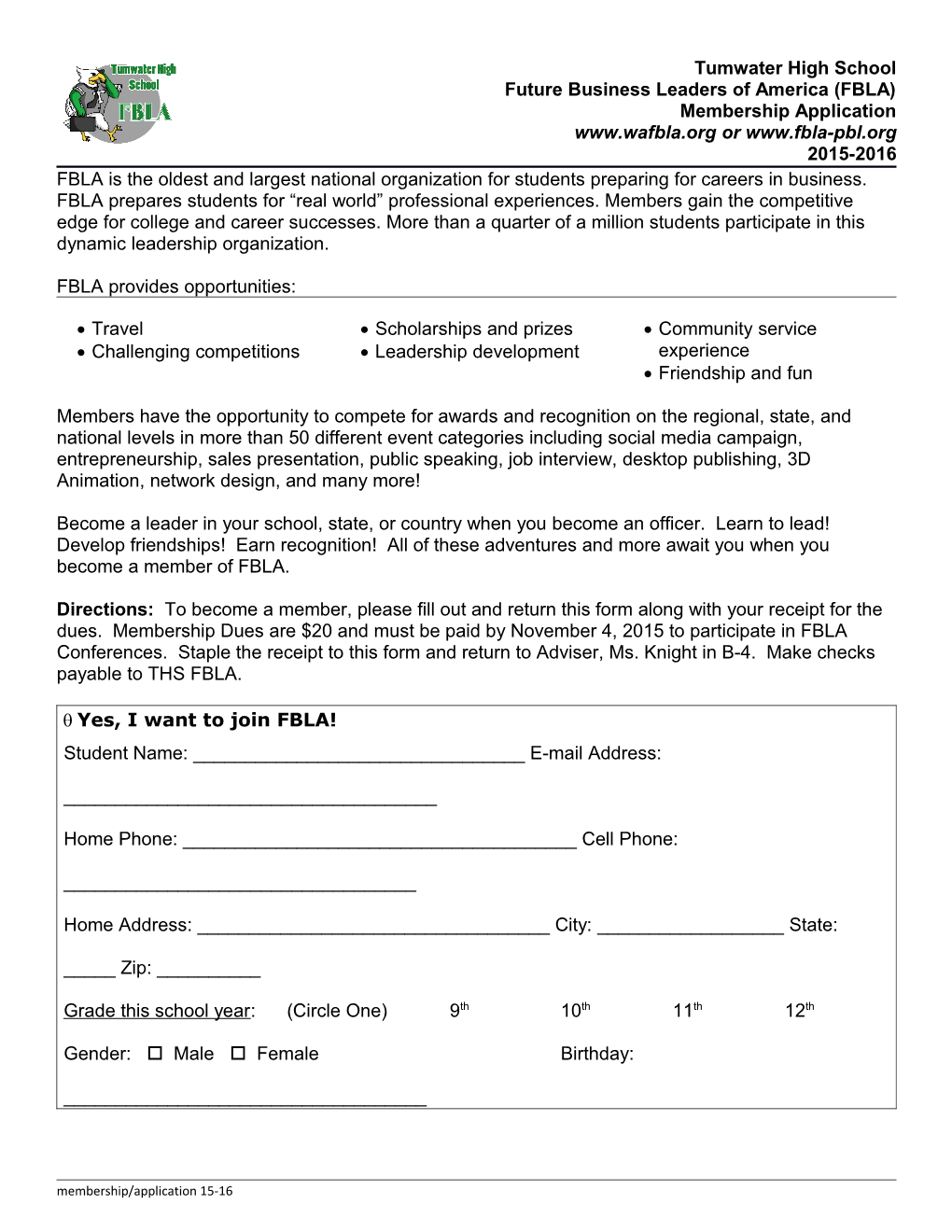Fill out the Information Below