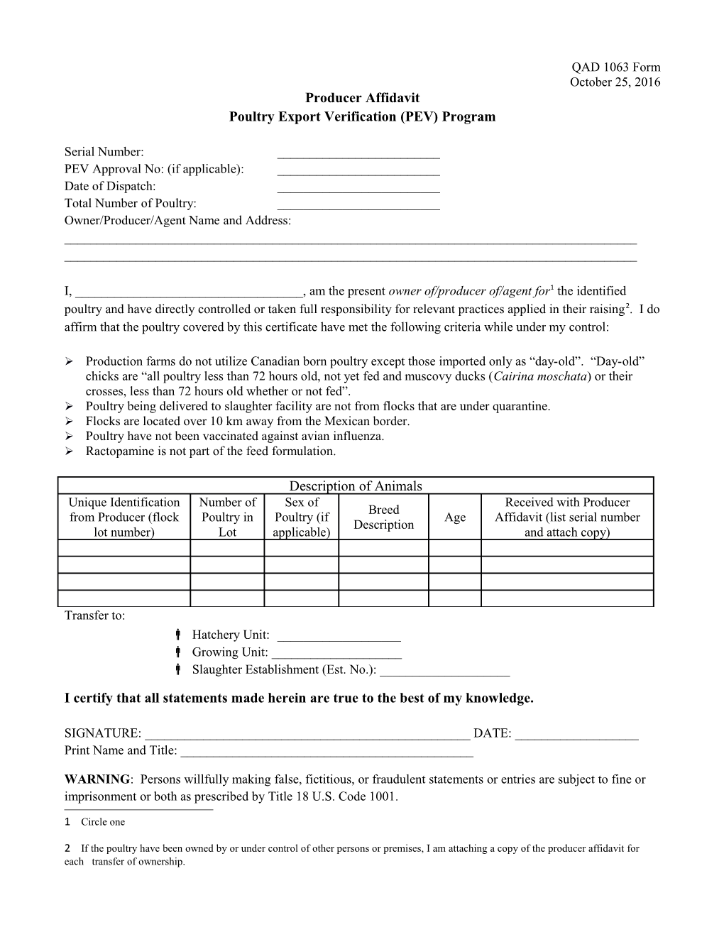 Poultry Export Verification (PEV) Program