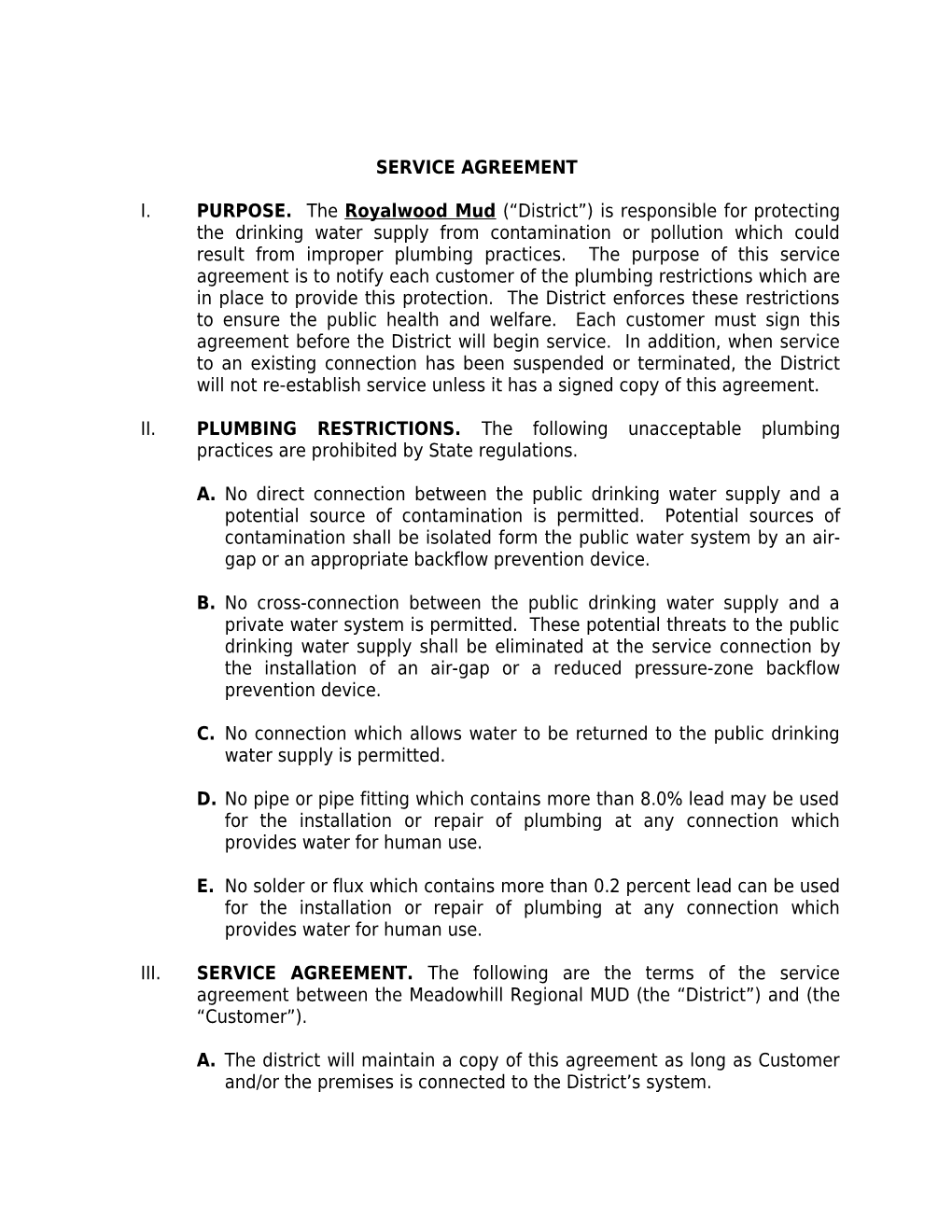 Service Agreement