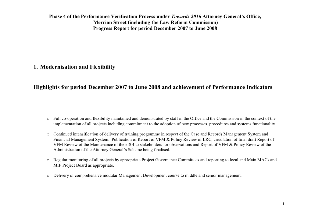 Phase 4 of the Performance Verification Process Under Towards 2016 Attorney General S Office