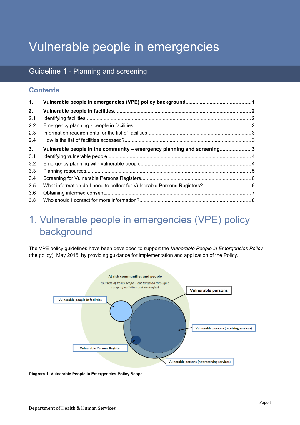 4.18 Vulnerable People In Emergencies Guideline 1 Planning And Screening May 2015