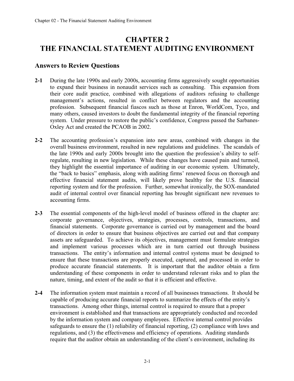 The Financial Statement Auditing Environment