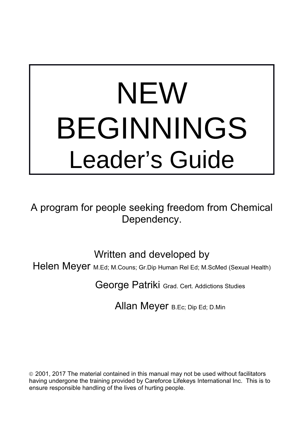 A Program for People Seeking Freedom from Chemical Dependency
