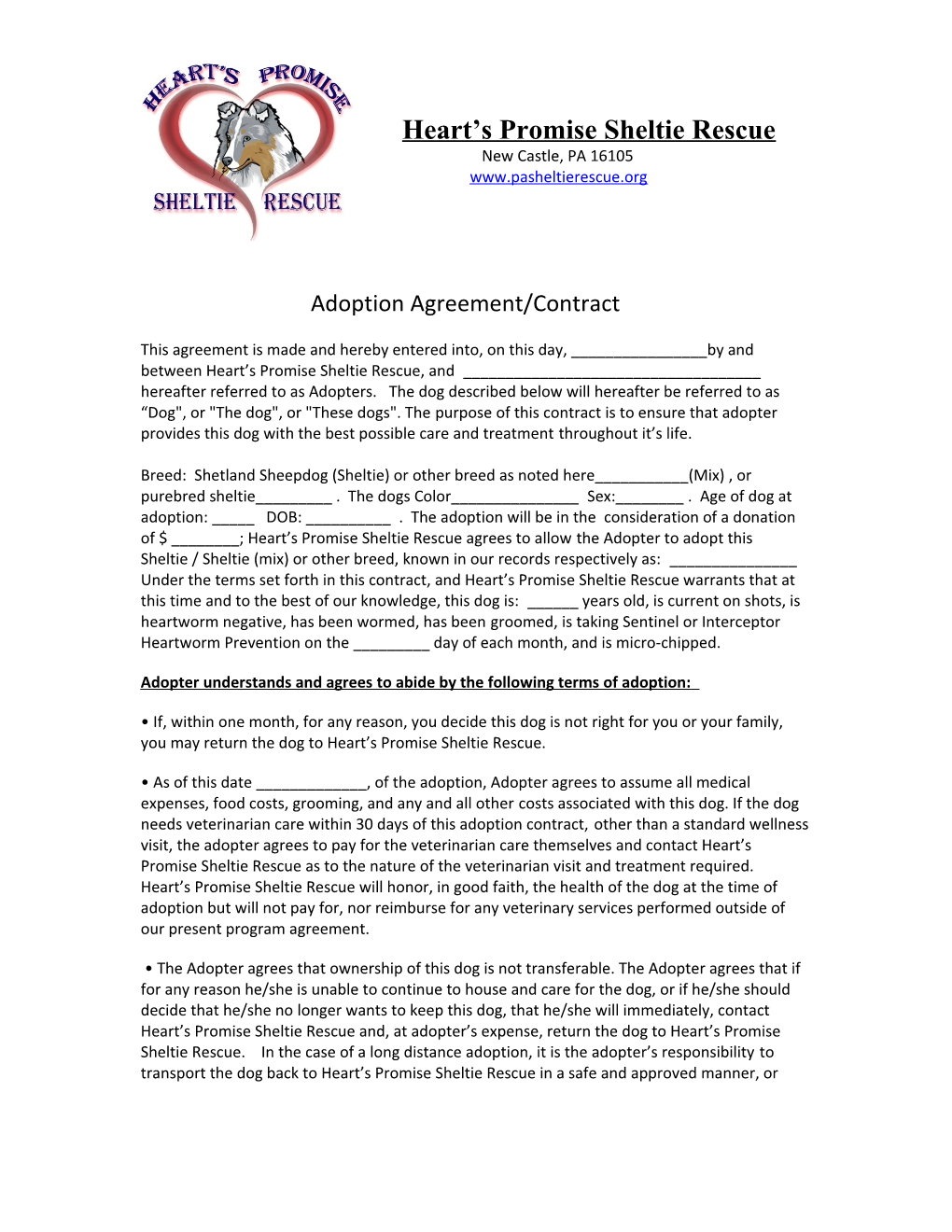 Adoption Agreement / Contract