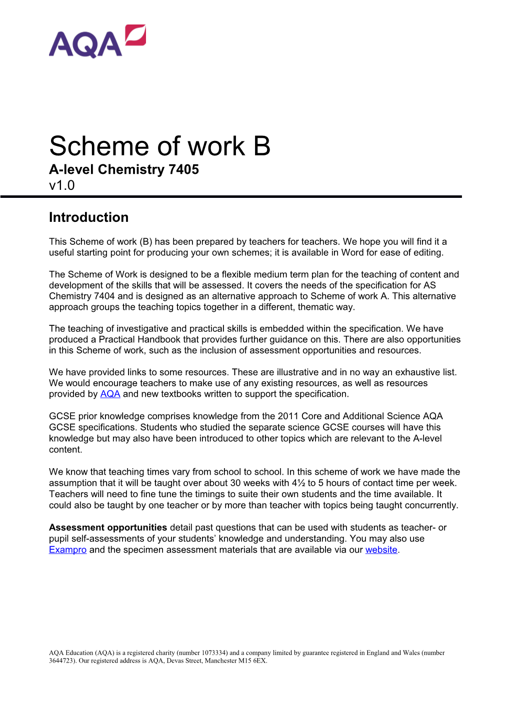 A-Level Chemistry 7405