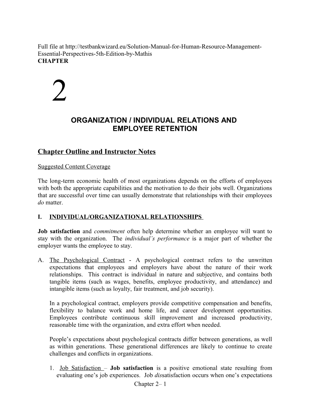 Organization / Individual Relations And