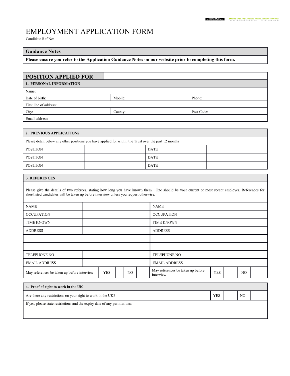 Employmentapplication Form