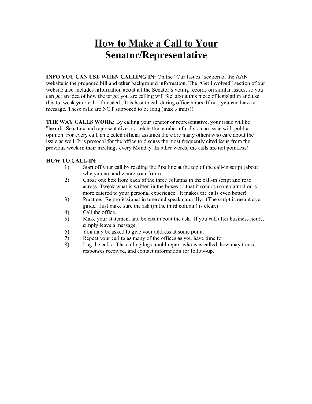 How to Make a Call to Your Senator/Representative