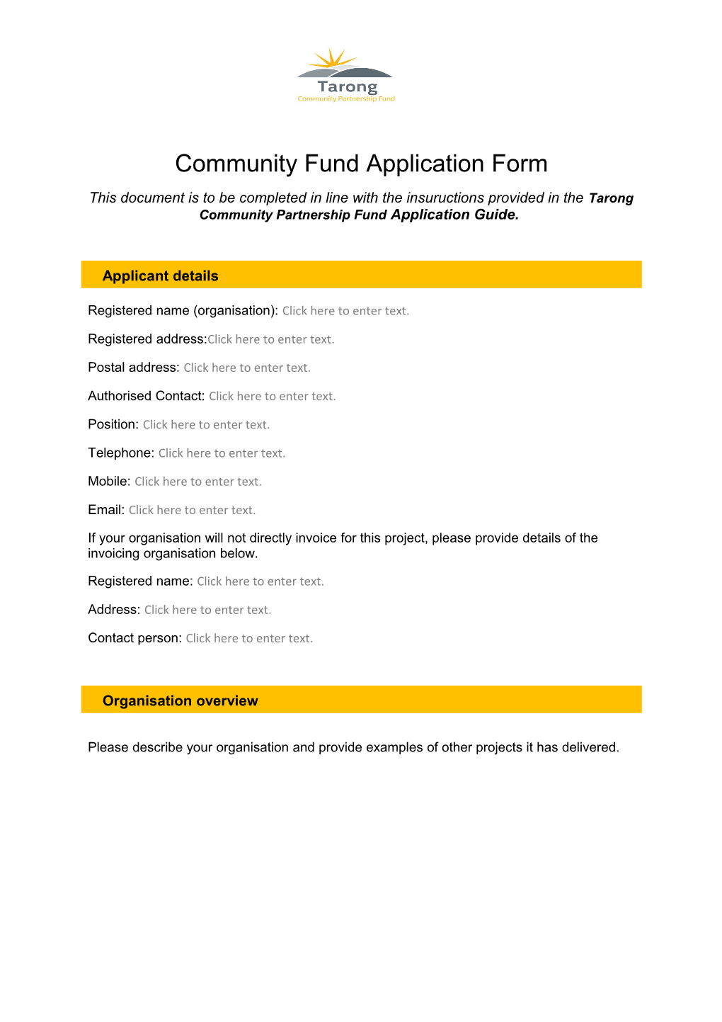 Community Fund Application Form