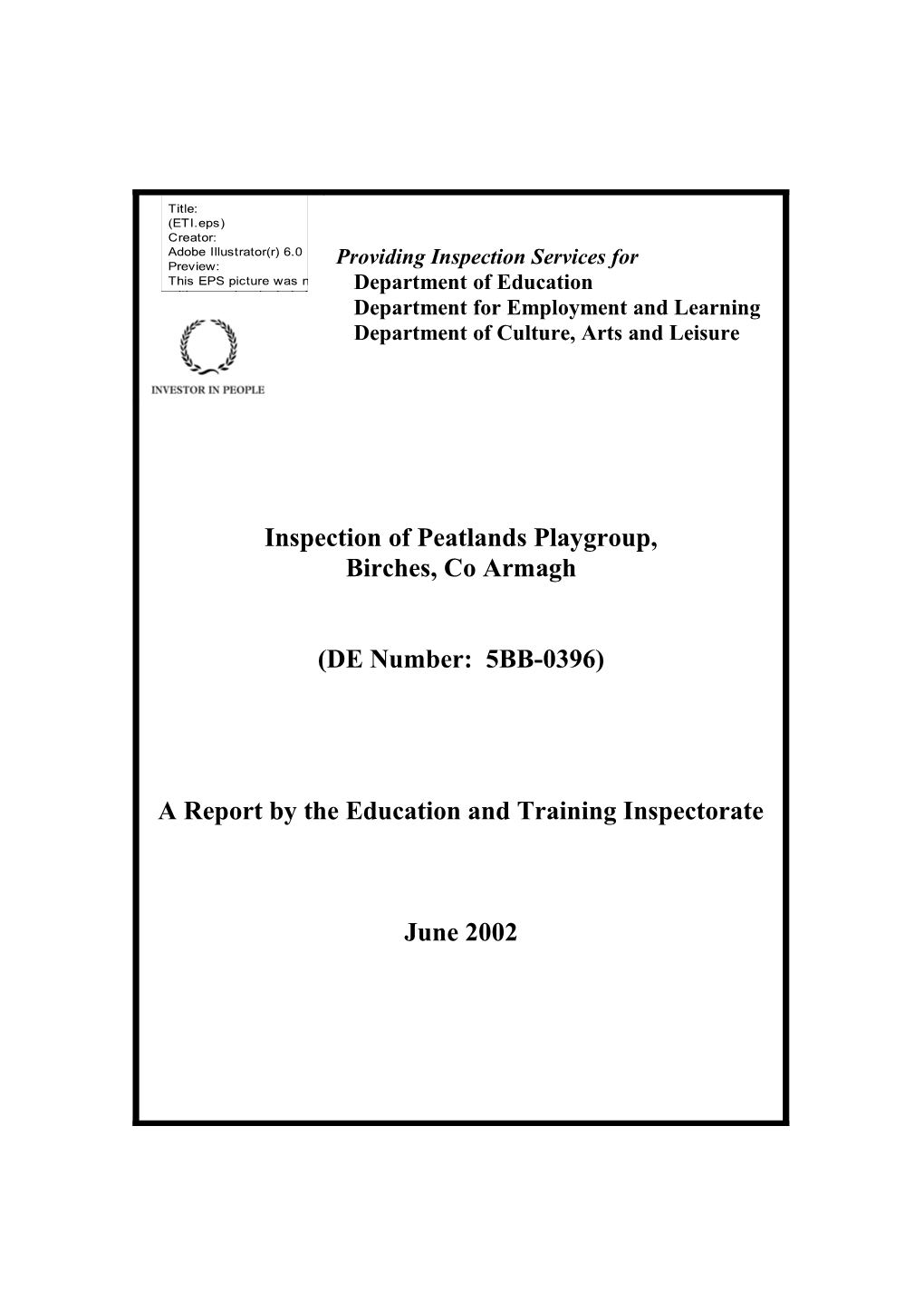 Report on the Inspection of Peatlands Playgroup, Birches, Co