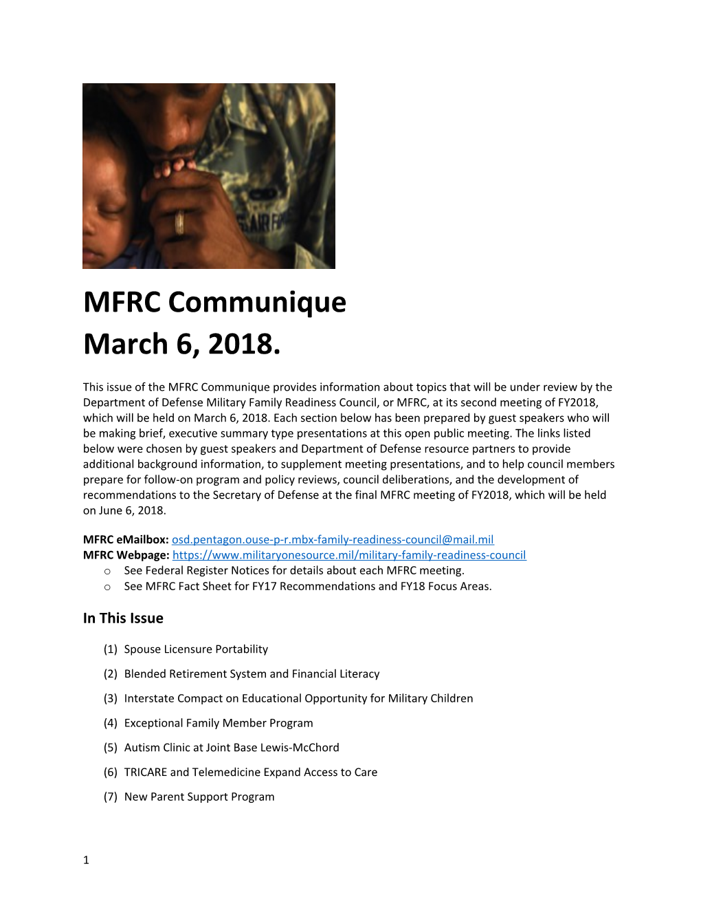 MFRC Communique