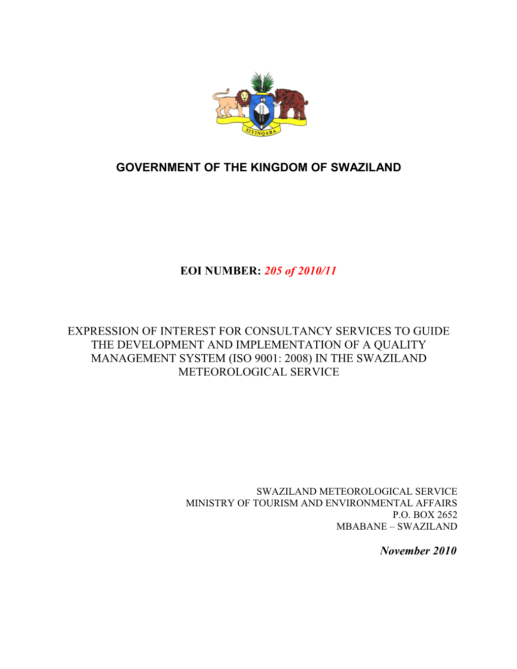 Government of the Kingdom of Swaziland
