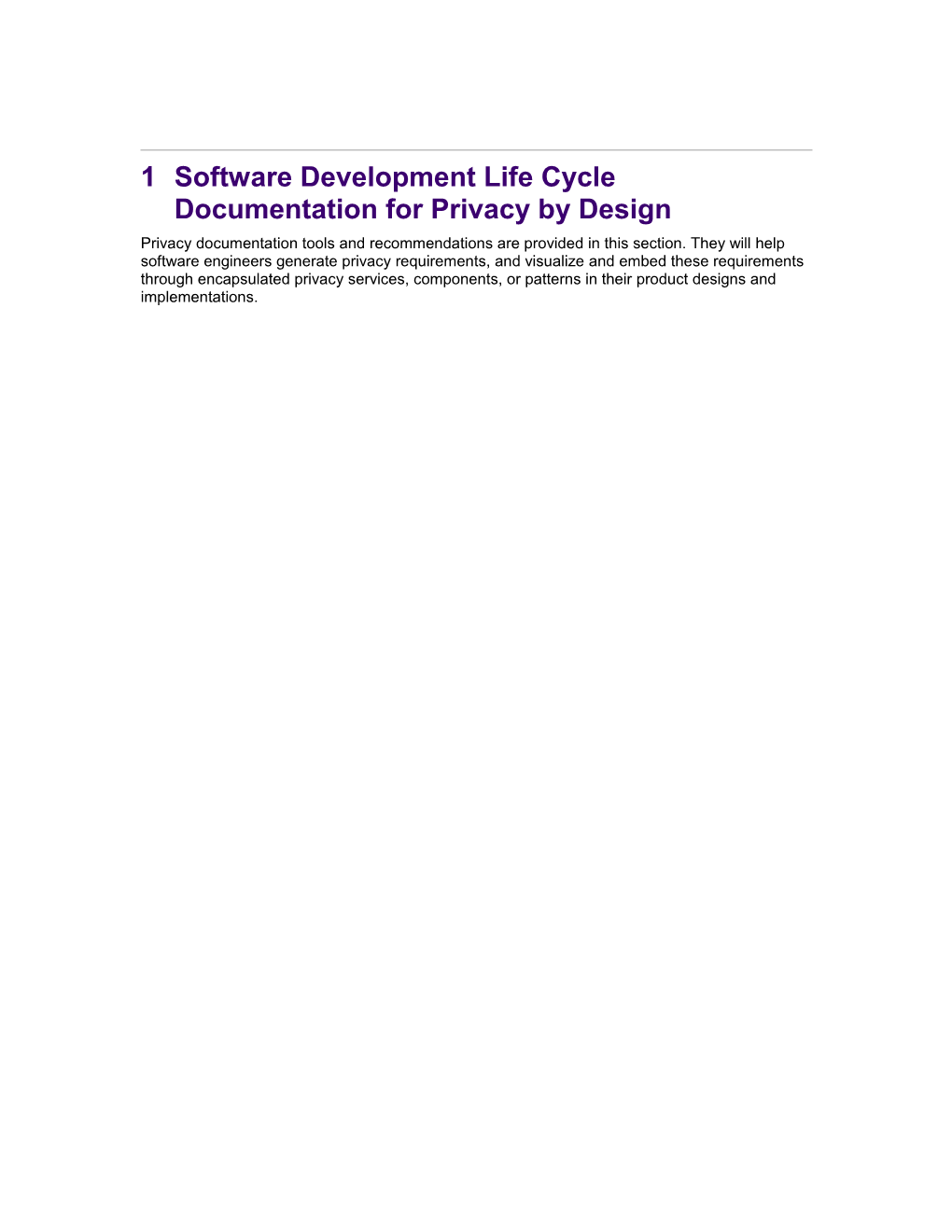 1Software Development Life Cycle Documentation for Privacy by Design