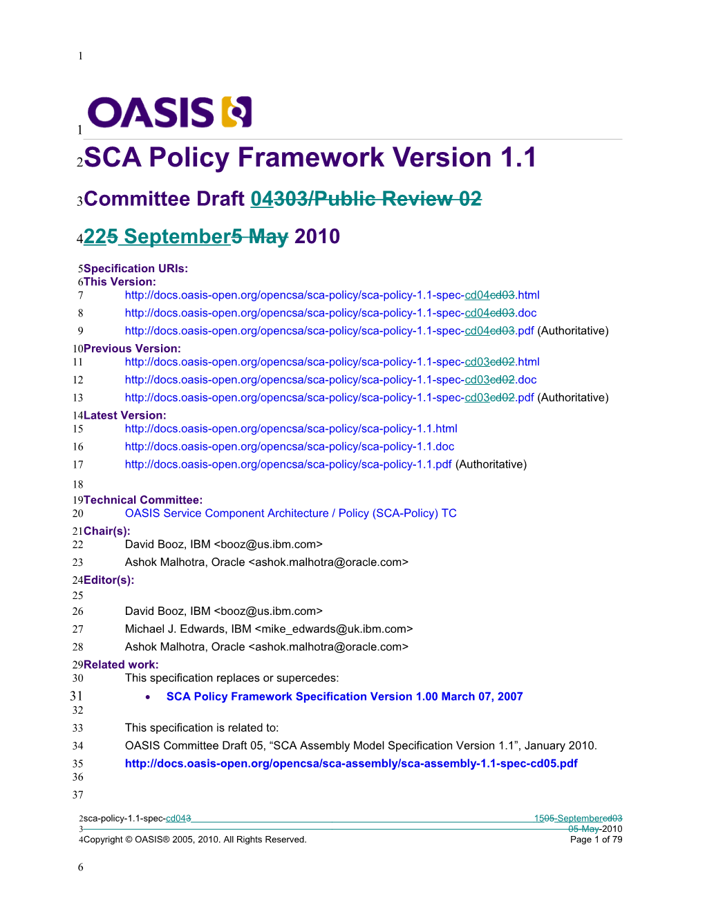 OASIS SCA Policy Specification V1.1