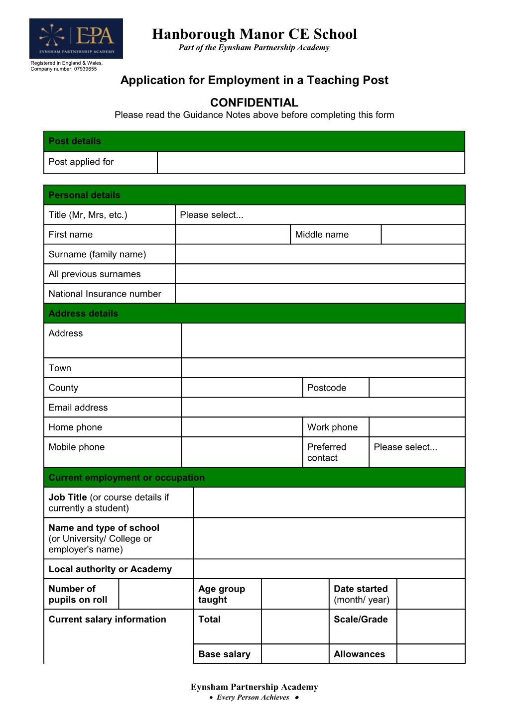 Guidance Notes Job Application Form in Microsoft Word Format s2