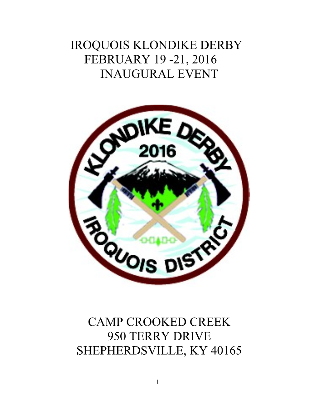Iroquois Klondike Derby February 19 -21, 2016