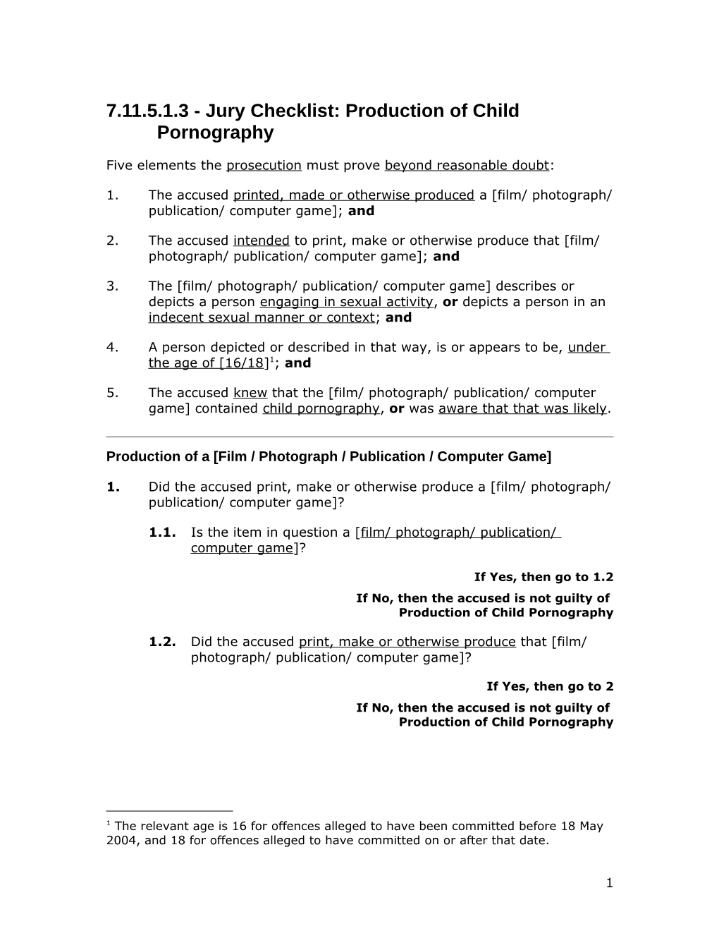 7.11.5.1.3 - Jury Checklist: Production of Child Pornography
